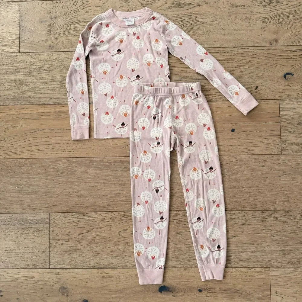 Hanna Andersson Girls 120 6-7 Pajamas Pink Ballerina Ballet Organic Cotton